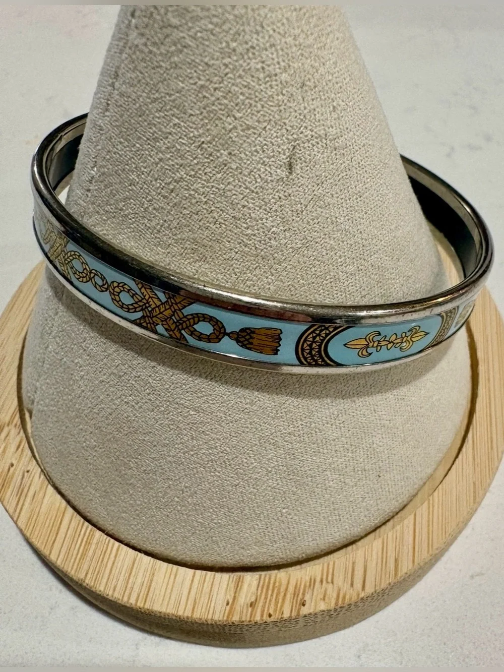 Authentic Hermes Grand Apparat Enamel Bangle Bracelet Set Wide Pink Narrow Blue